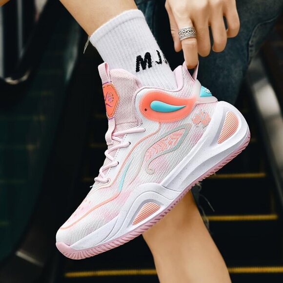 Womens Mens Breathable Lightweight Athletic Basketball Shoes Non Slip Court Snea - Picture 3 of 7